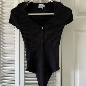 Black princess Polly body suit, worn once, button down front, size s/m